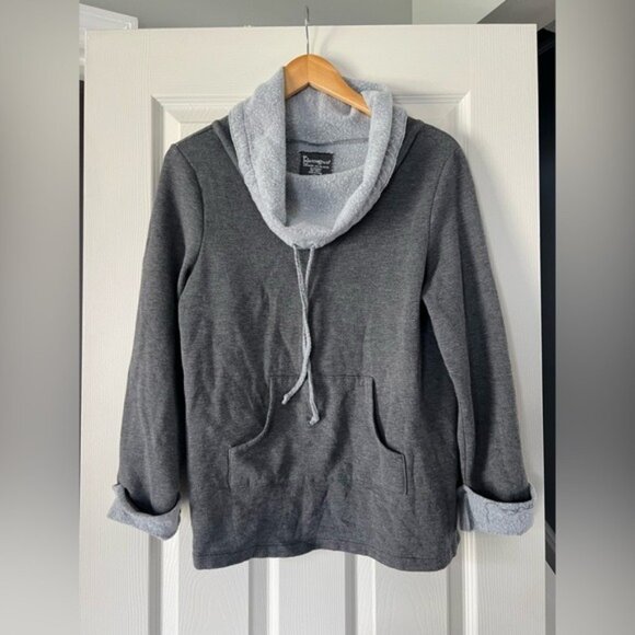 Pajamagram Women’s Hoodie Pullover Small Gray Sherpa Lined Fleece Lounge Cozy - Picture 1 of 3